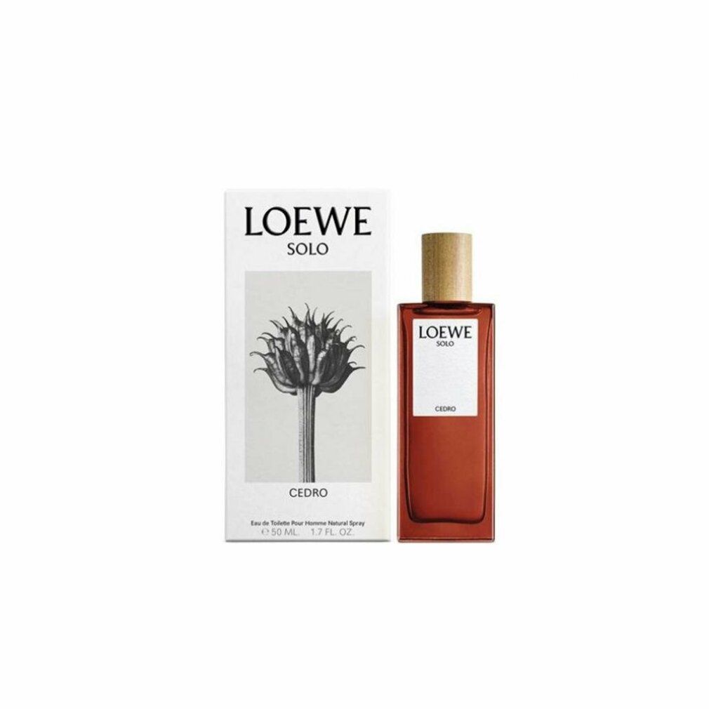 Braune Flasche und Verpackung. Auf der Verpackung steht "LOEWE SOLO CEDRO".