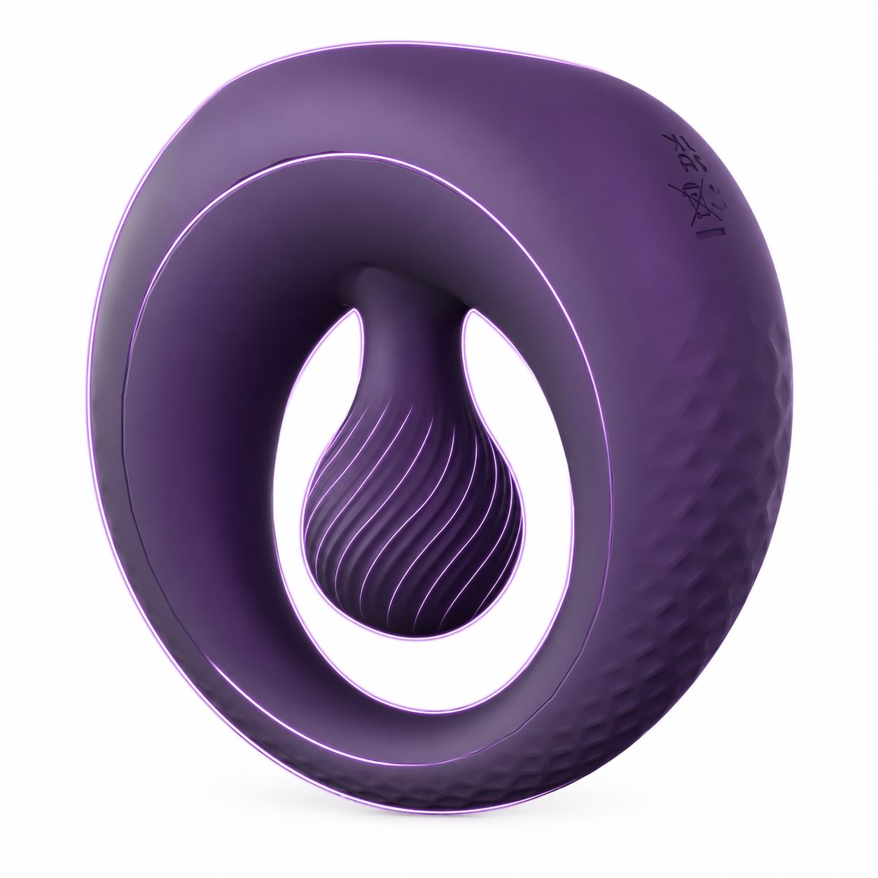 Lila Vibrator mit spiralförmiger Textur und ergonomischem Design.