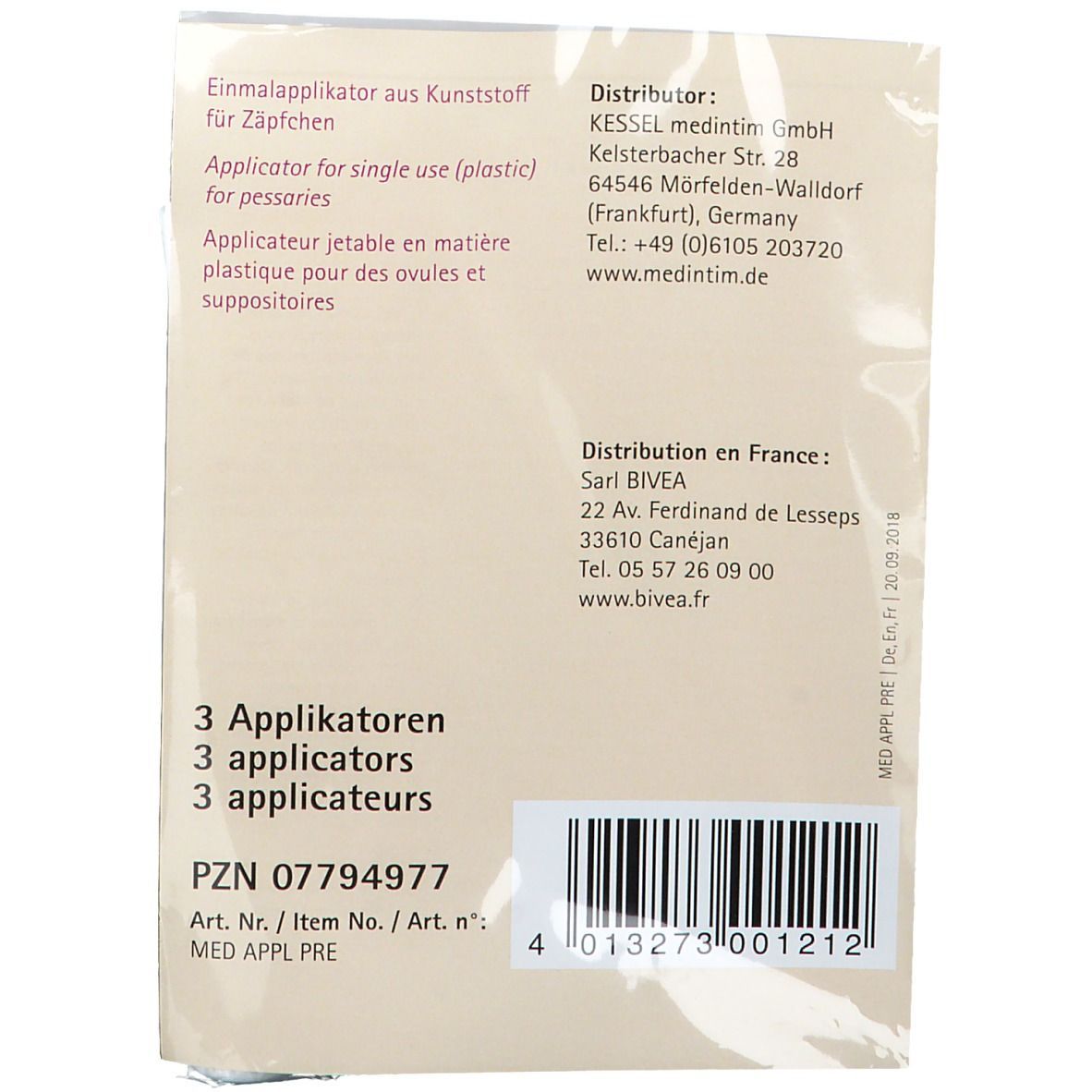 Vaginal Applikator für Zäpfchen