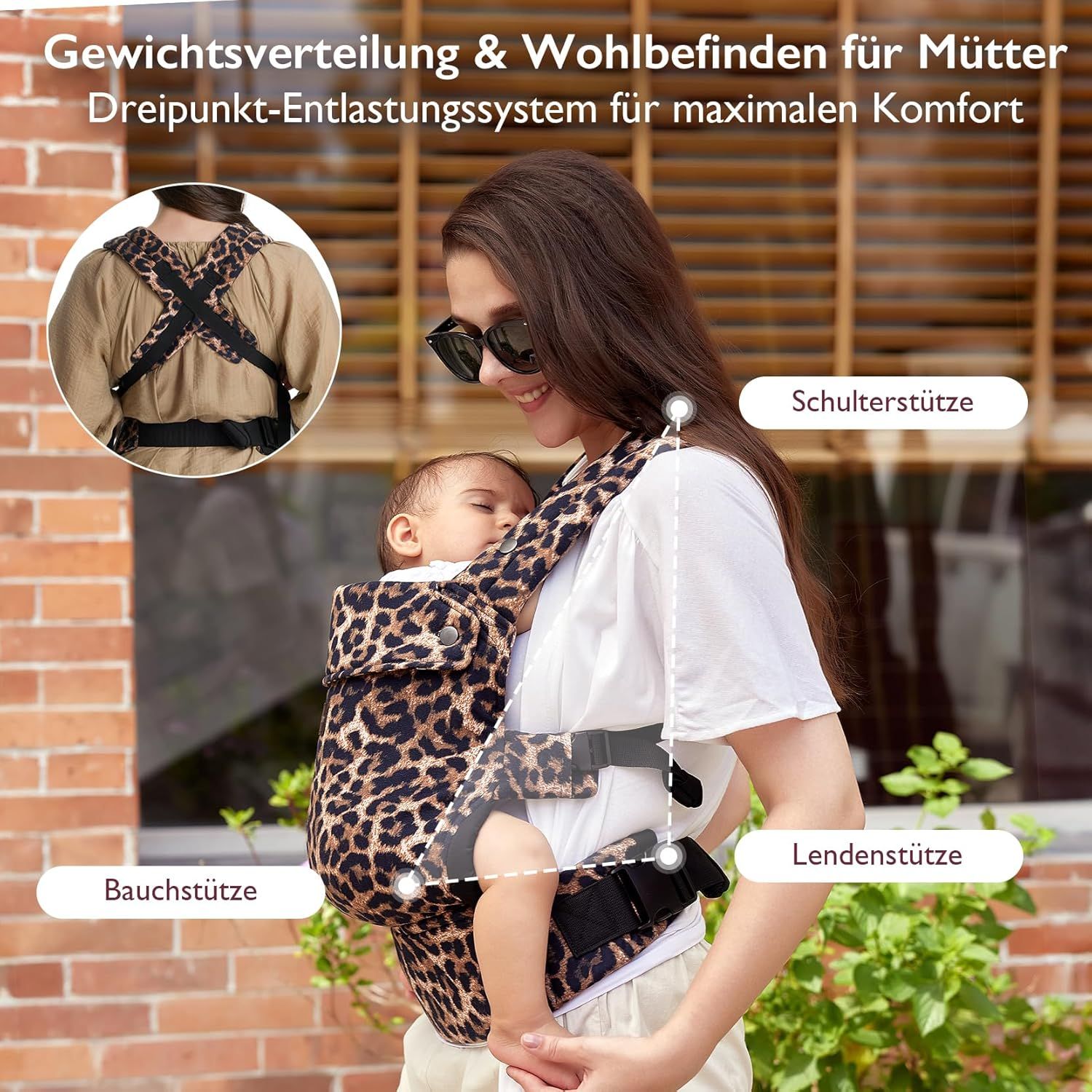 Momcozy Baby Trage - Leichte & Atmungsaktive Leopard