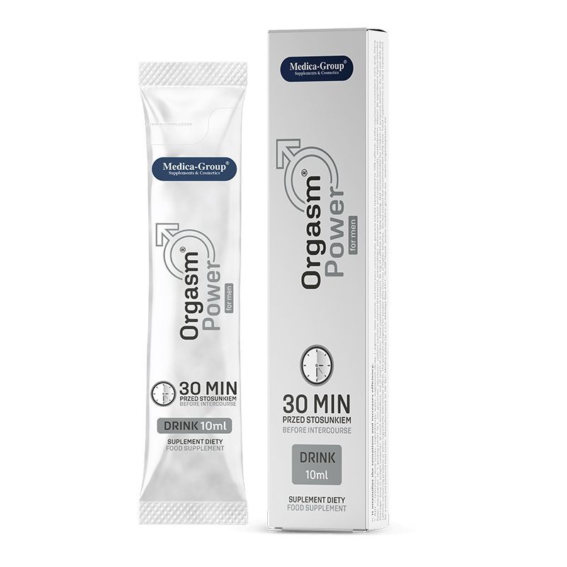 Orgasmus Power Drink für Männer, 10ml Beutel und Karton.