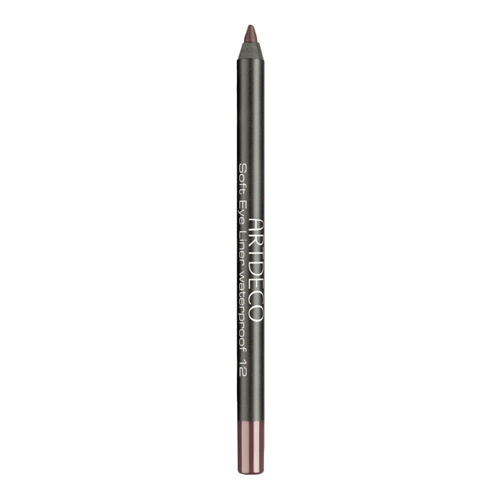 Artdeco Soft Eye Liner Waterproof 12. Dunkelgrauer Kajalstift mit brauner Spitze. Schwarzer Stift mit weißer Schrift.