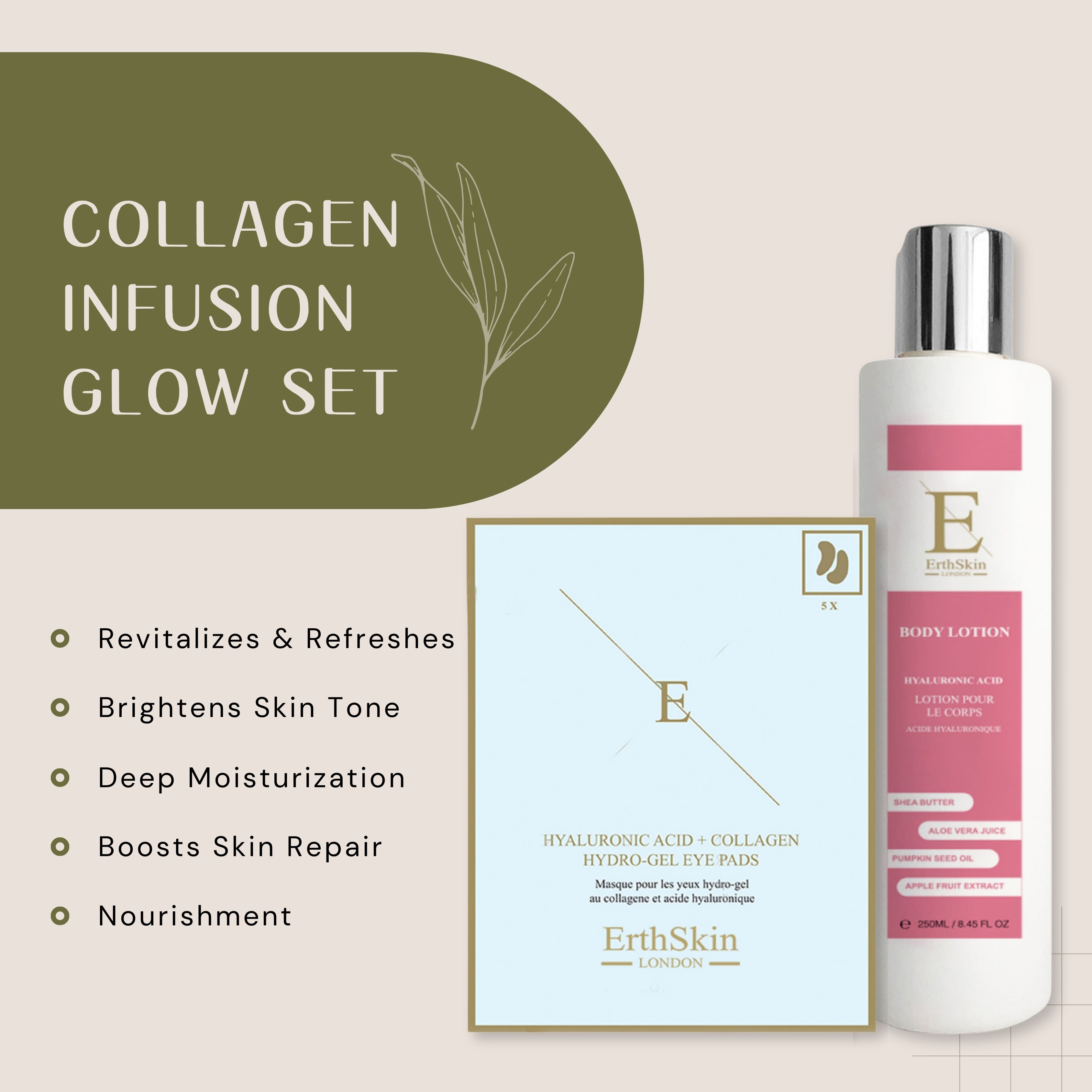 ErthSkin London Körperlotion + Hyaluronsäure + Kollagen-Hydrogel-Augenpads