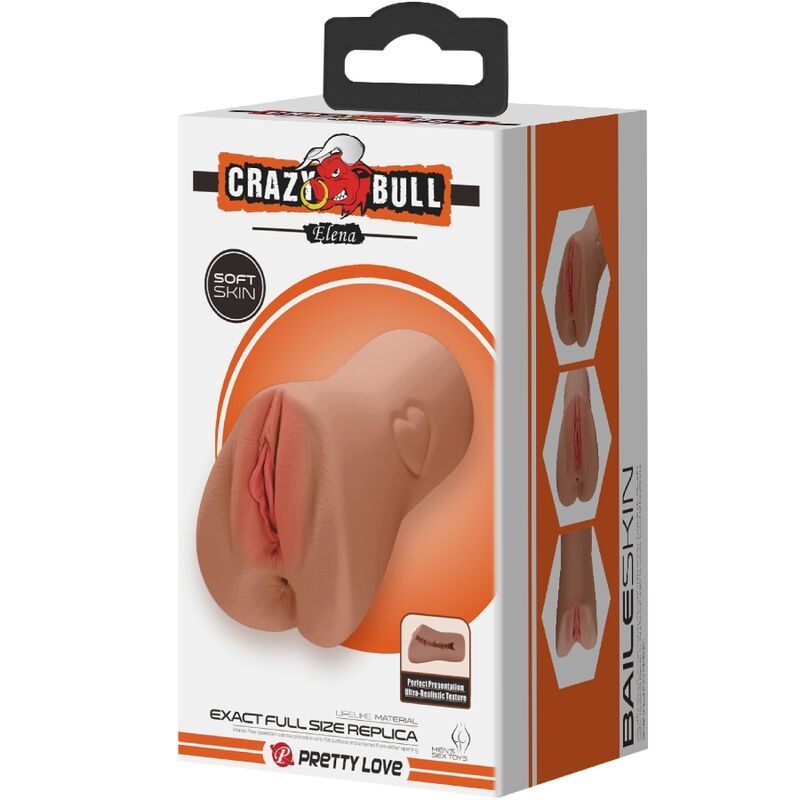 Produktverpackung. Masturbationsgerät, Marke Crazy Bull. Abbildung des Produkts. Text: Soft Skin.
