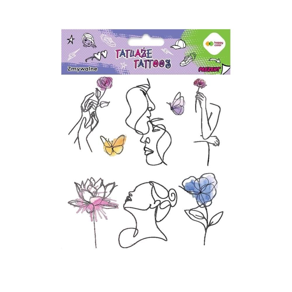 HAPPY COLOR Lineart & Aquarella Temporäre Tattoos Kinder Set