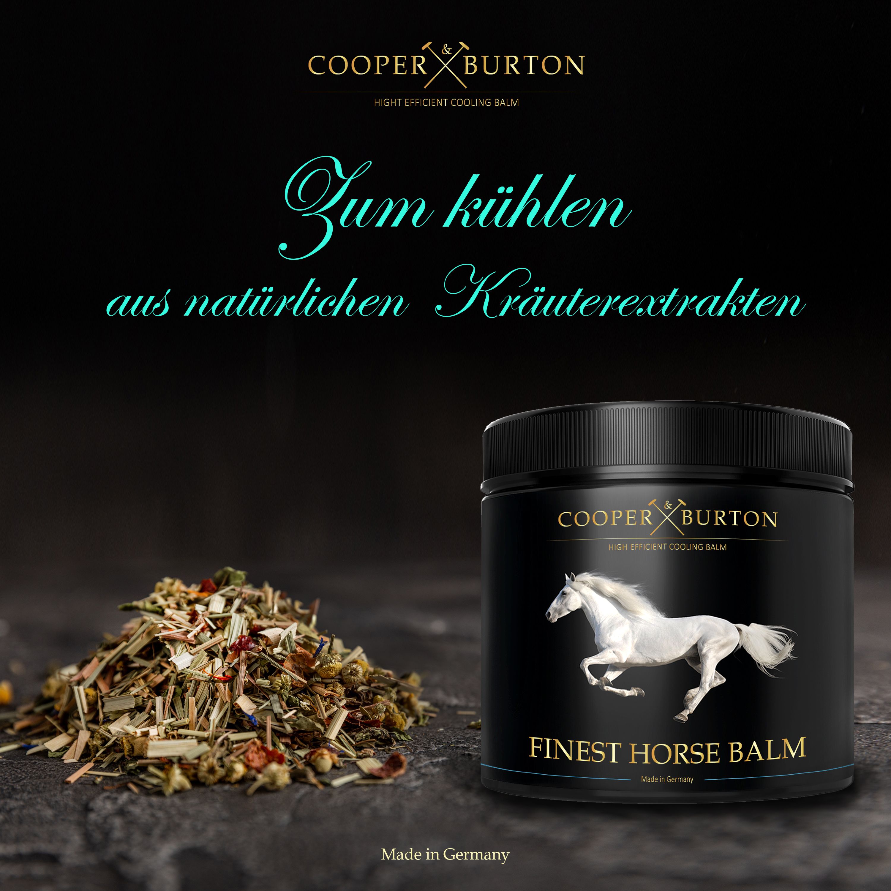 COOPER & BURTON Pferdebalsam kühlend – Kräuter Massagegel mit ätherischen Ölen