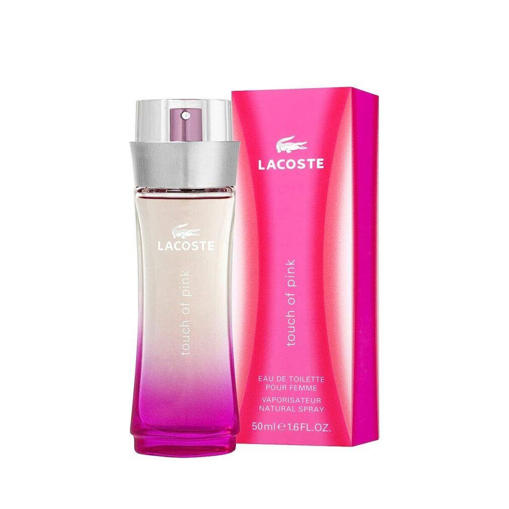 Lacoste Touch of Pink Eau de Toilette Flakon und Verpackung, 50ml.