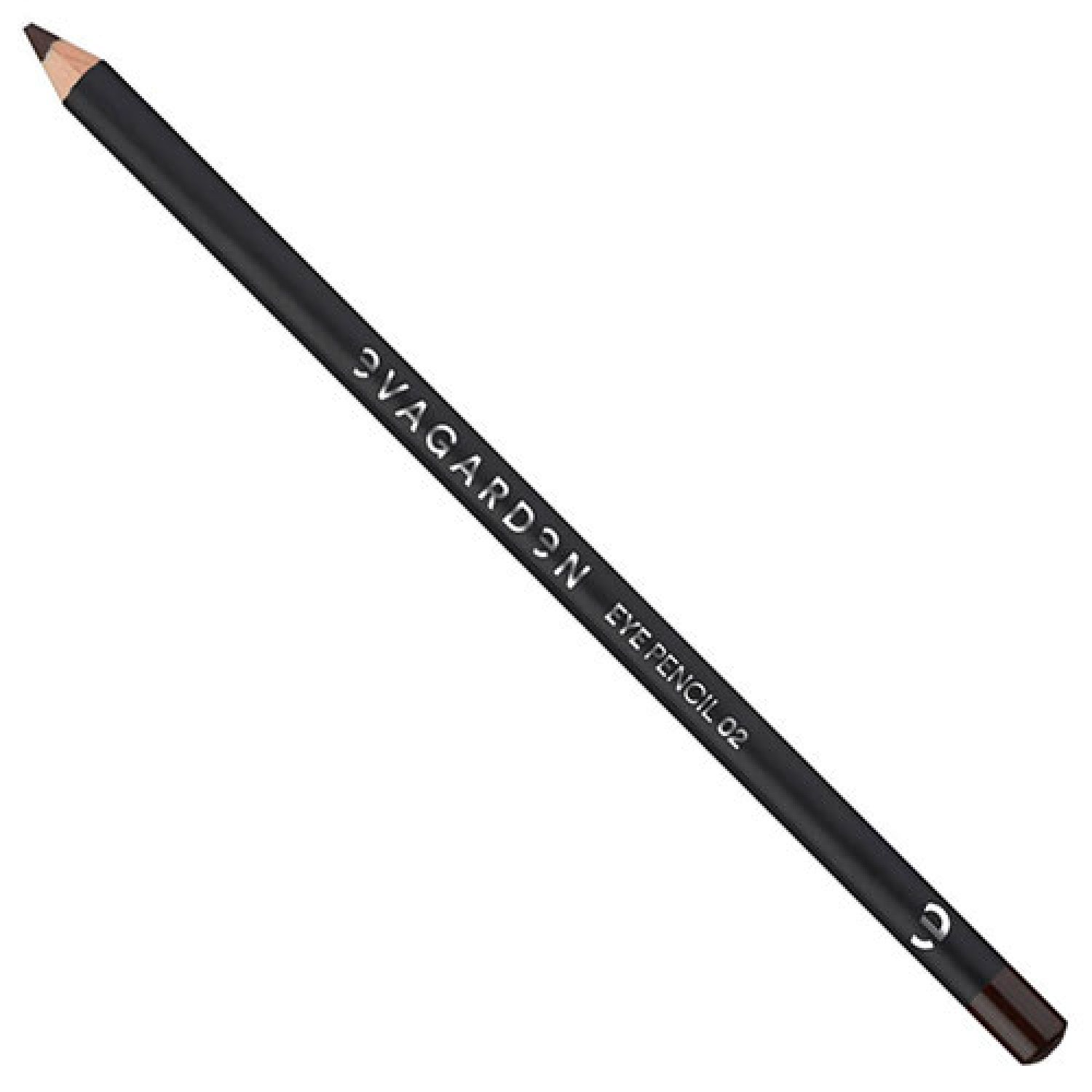 Brauner Augenstift. Schwarzer Stift mit weißer Schrift: OVAGARDON EYE PENCIL D2. Spitze und Stiftende braun.