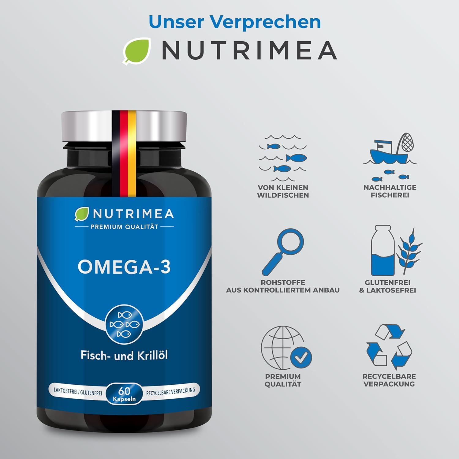 Nutrimea Krillöl Kapseln - ANTARKTIS Omega 3 - Natürliches Krill Öl aus nachhaltigem Wildfang