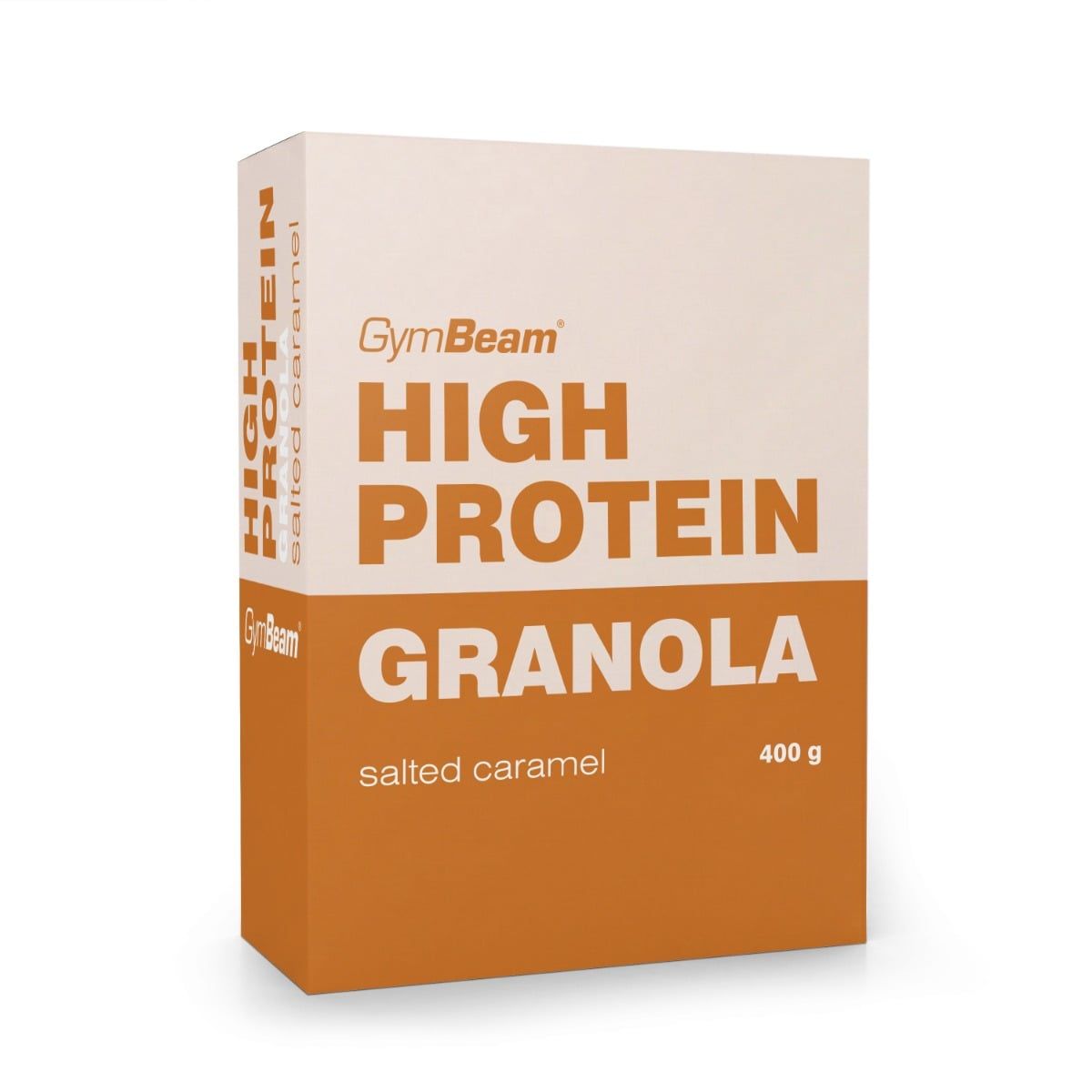 GymBeam High Protein Granola, Salted Caramel, 400g Packung.
