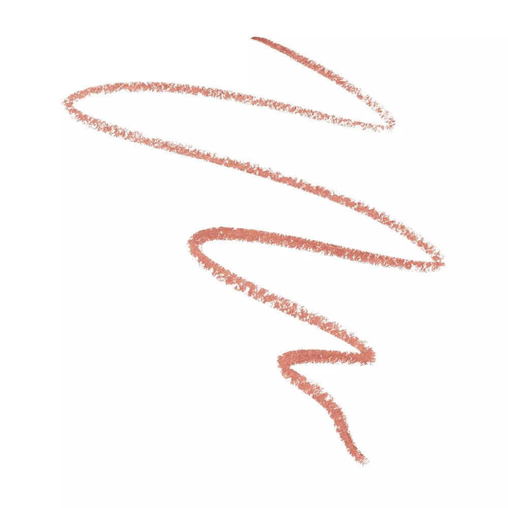 Strich einer Lippenkonturenstift. Helle, rosabraune Farbe. Auf weißem Hintergrund.