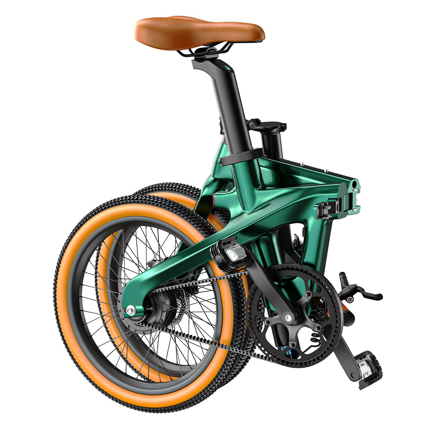 Gefaltetes grünes Faltrad. Marke PULUMA.