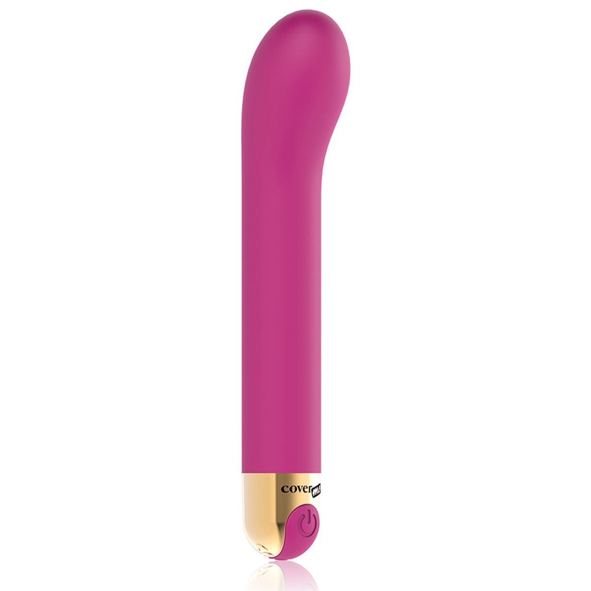 Lila Vibrator mit goldfarbenem Unterteil. Der Vibrator ist leicht gebogen.