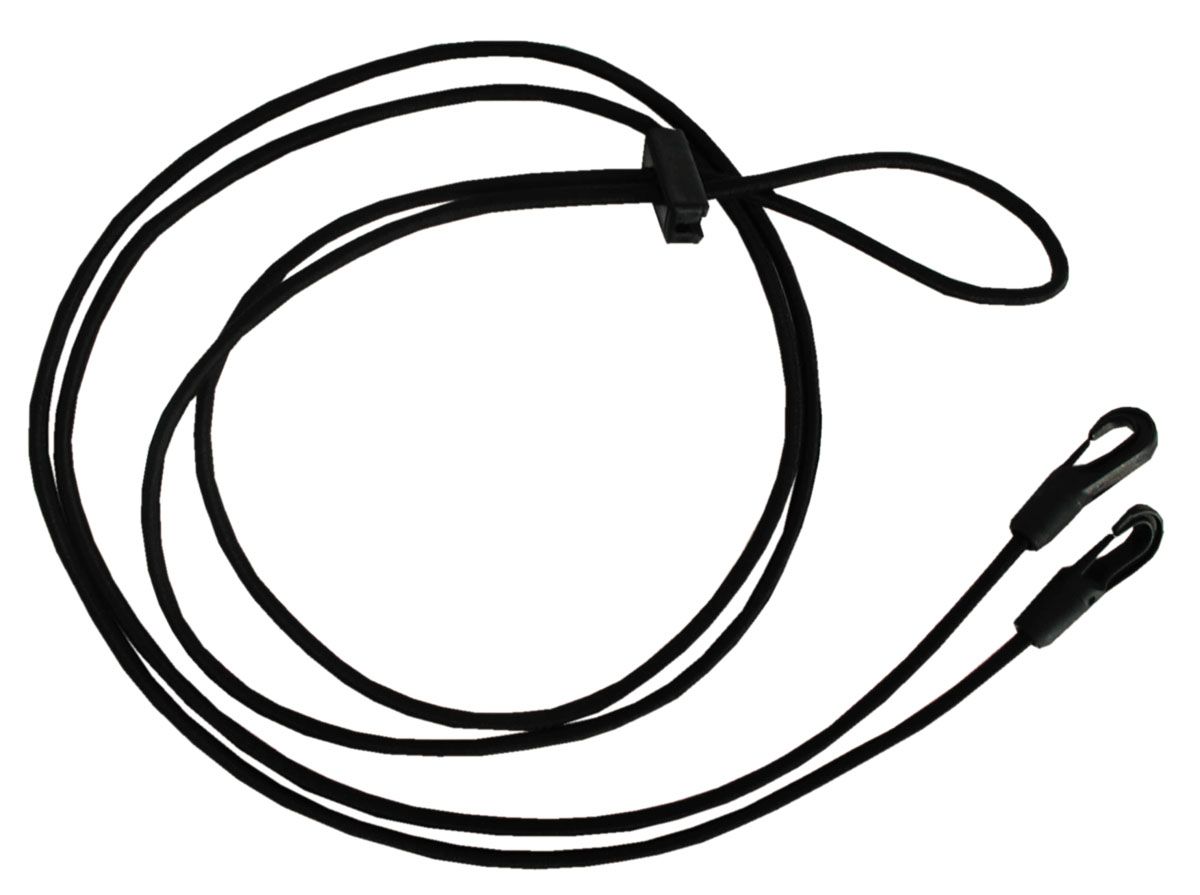 Schwarzer Waldhausen Halsverlängerer. Besteht aus Seil und zwei Karabinern.