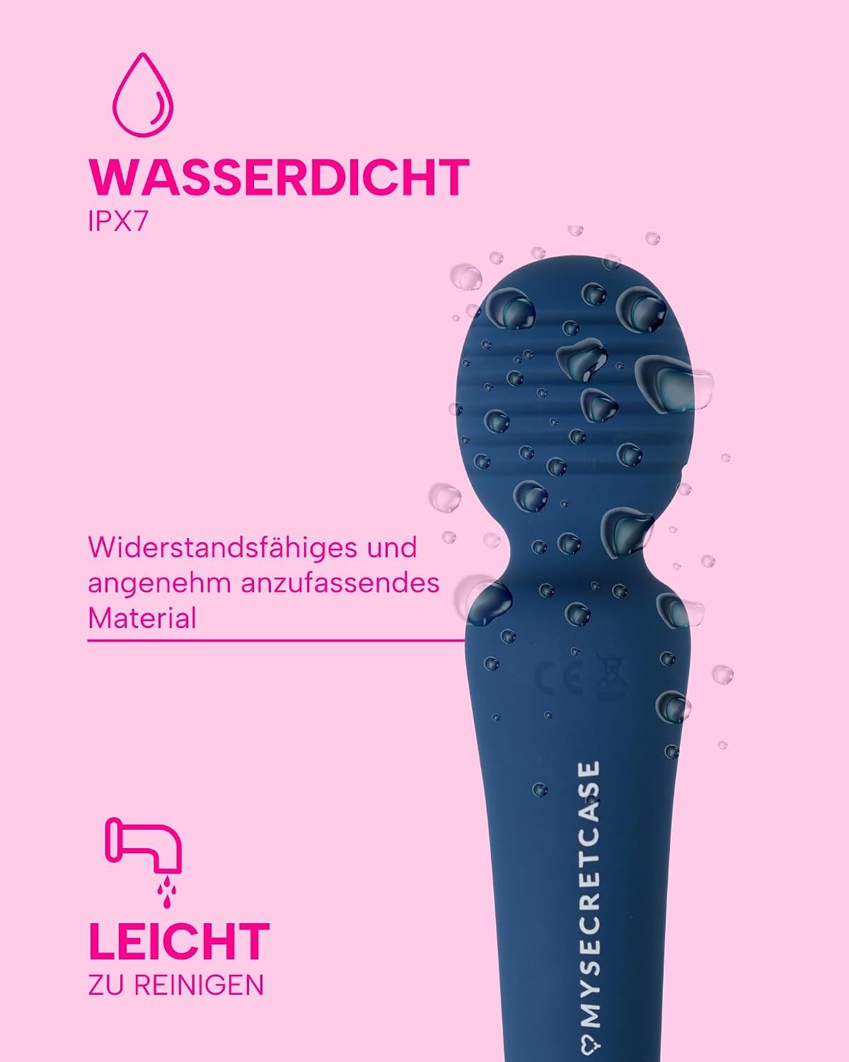 Schwarzer Vibrator mit geripptem Kopf, Silikonmaterial, 20 Vibrationsmodi für Klitorisstimulation.