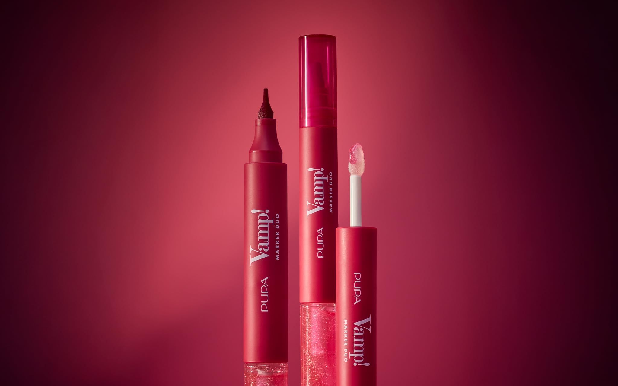 Pupa Vamp! Marker 3‑in‑1 Lippenstift + Gloss Duo, 007 Red Potion