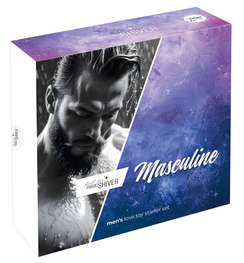 Verpackung des Magic Shiver Men Love Toy Starter Sets mit männlichem Porträt.