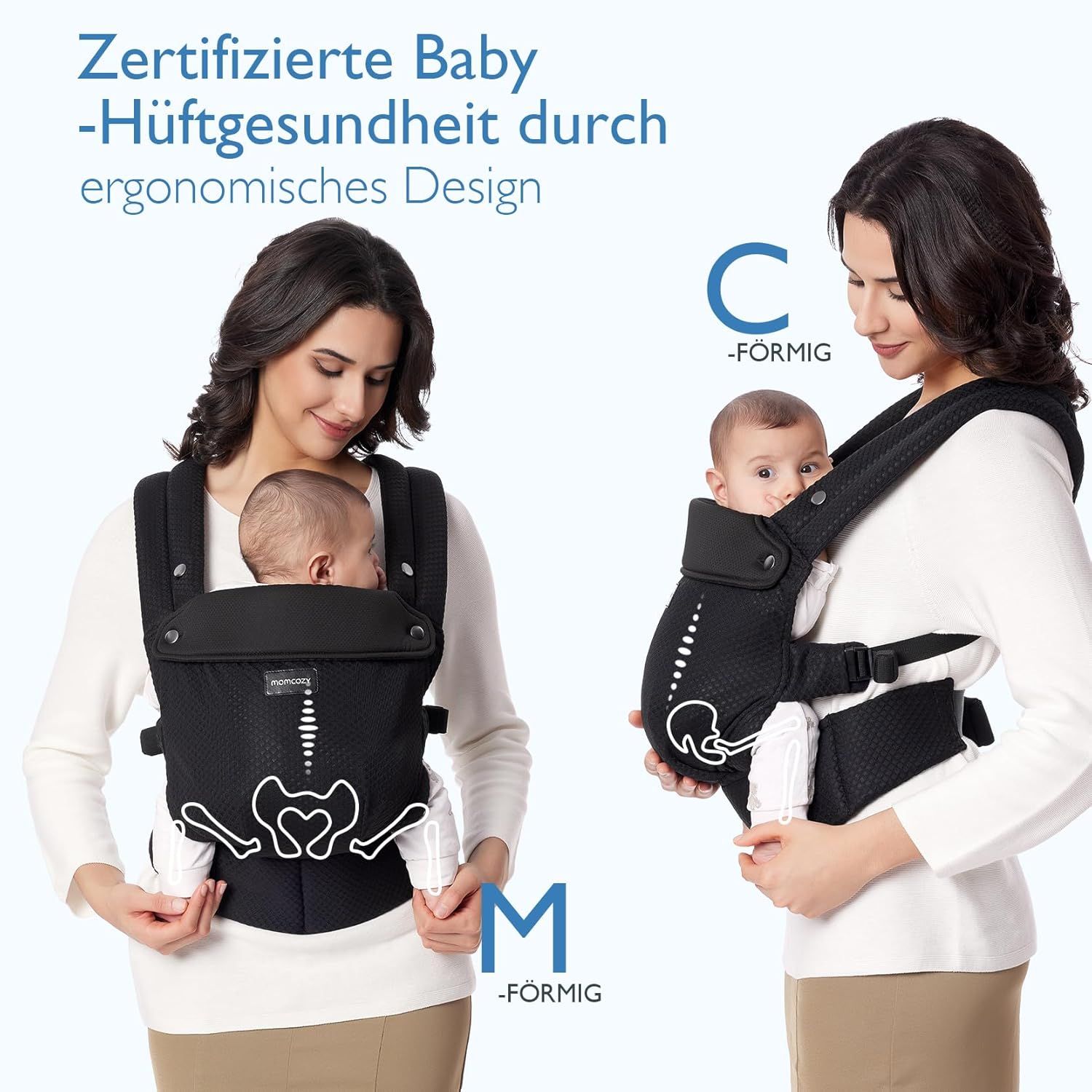 Momcozy Baby Trage - Leichte & Atmungsaktive Air Mesh-Schwarz