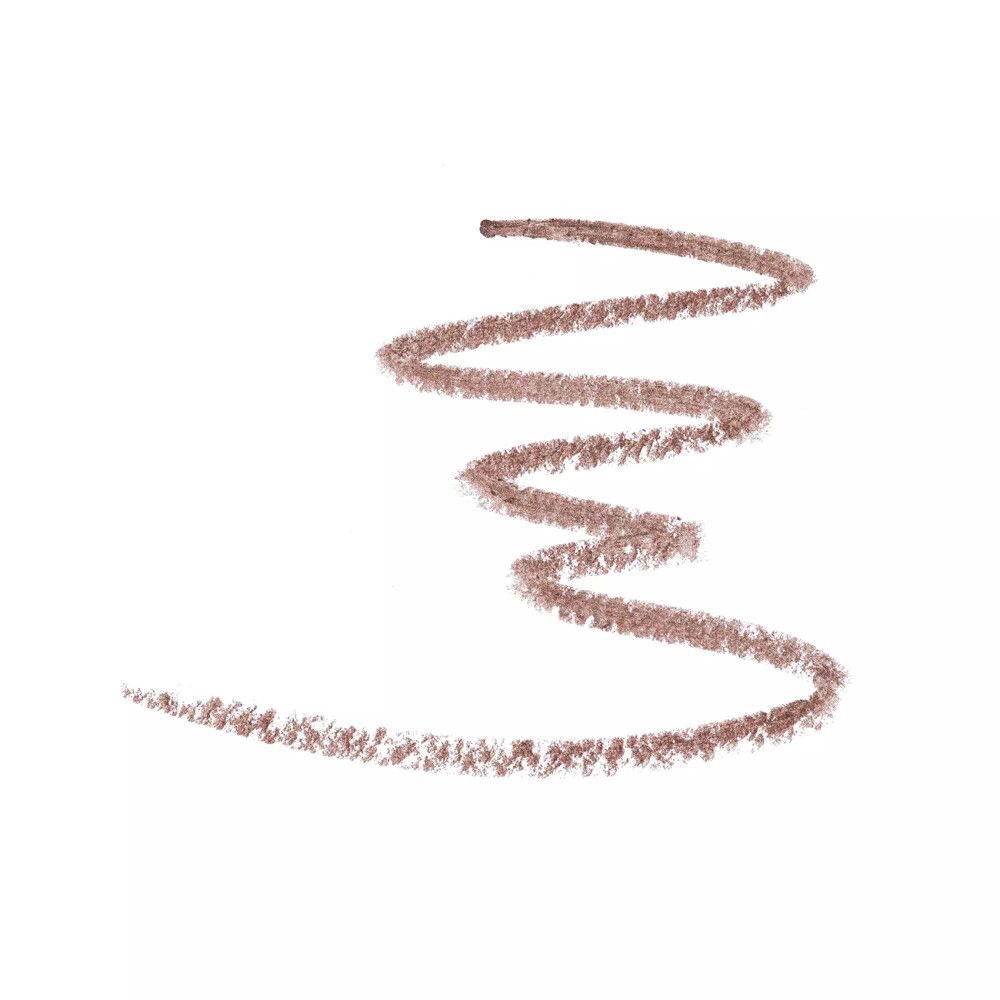 Brauner Lidschatten-Strich auf weißem Hintergrund. Gewellte Linie, die die Farbe und Textur des Produkts zeigt.