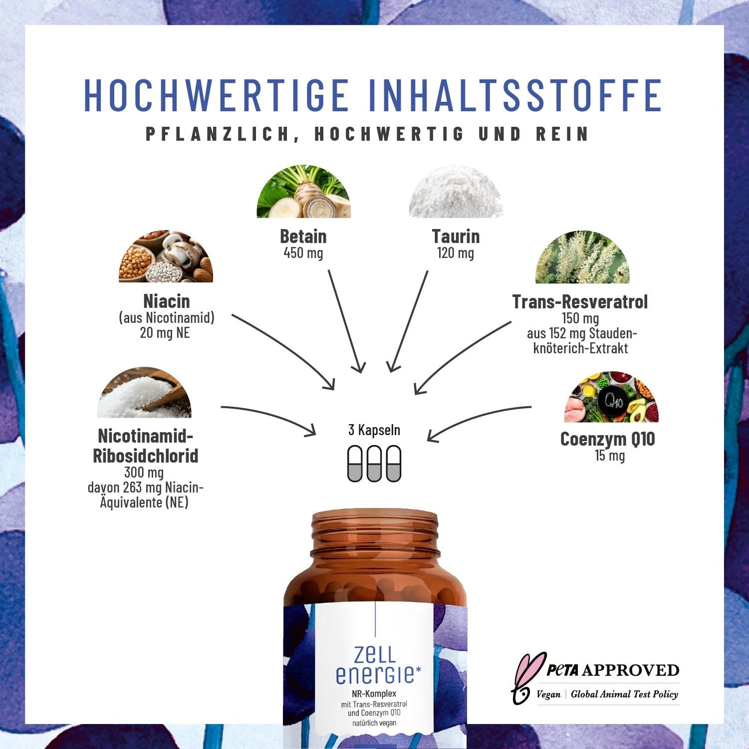 ZELLENERGIE NR-Komplex mit Trans-Resveratrol und Coenzym Q10 natürlich vegan - NATURTREU®