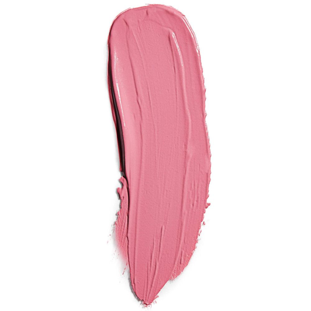 Rosa Lipgloss-Abstrich auf weißem Hintergrund. Textur sichtbar.