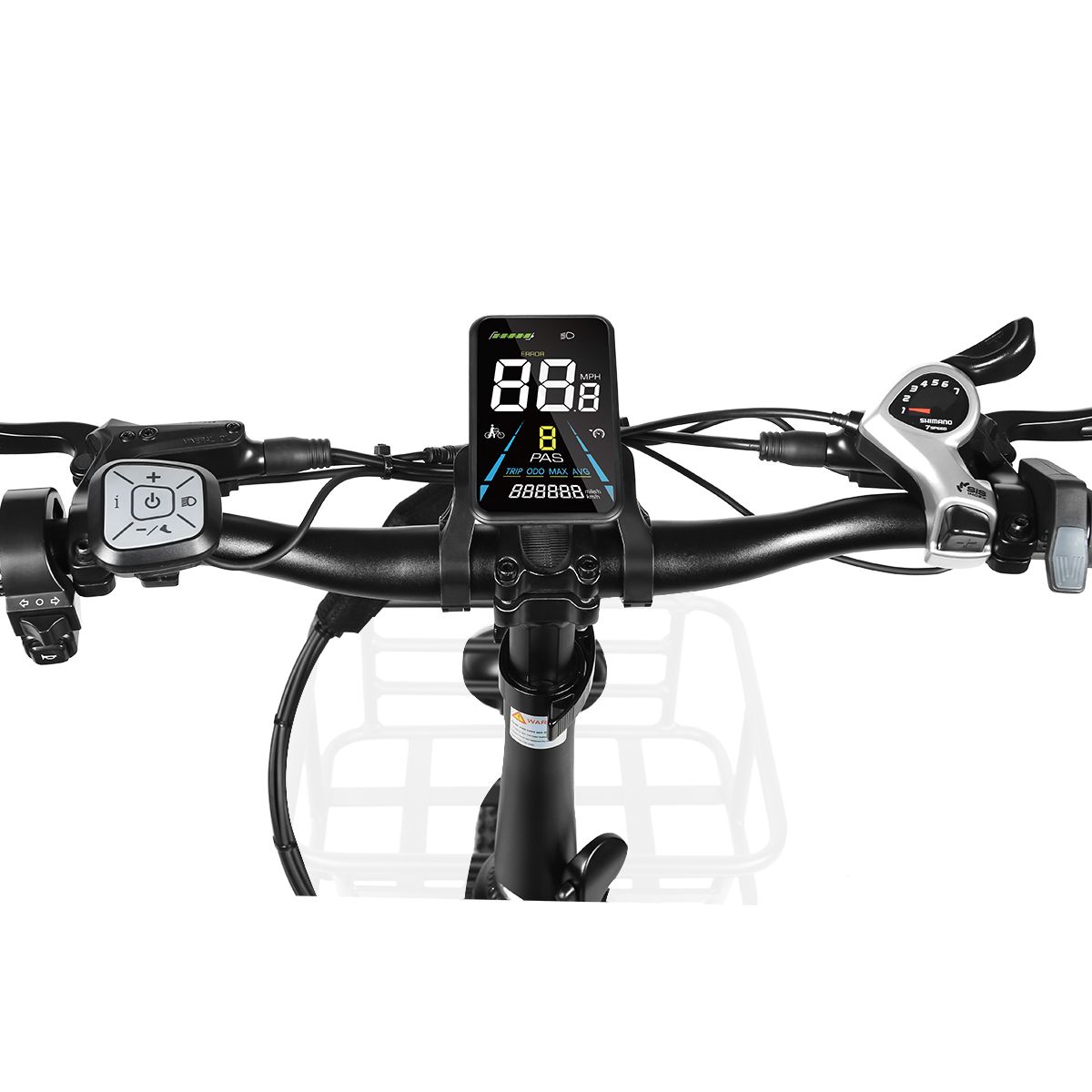 Fahrradlenker mit Display, zeigt Geschwindigkeit und andere Daten. SAMEBIKE.