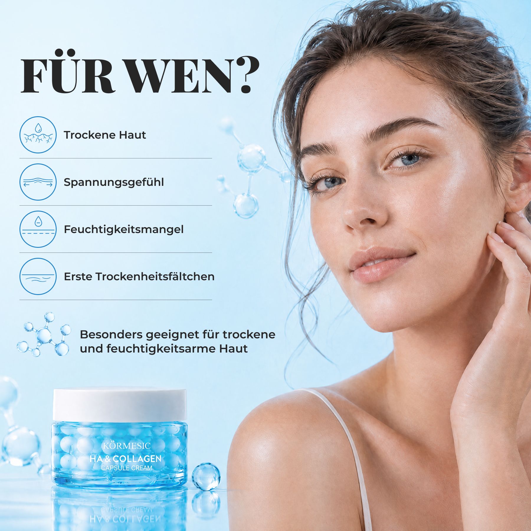 KORMESIC Gesichtscreme HA Hyaluron Collagen Kapselcreme Anti Falten