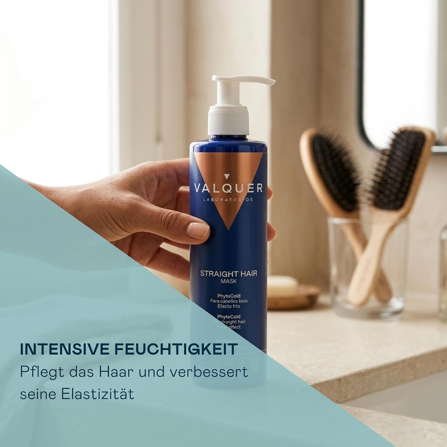 Valquer Straight Hair Mask mit Pumpspender, 275 ml.