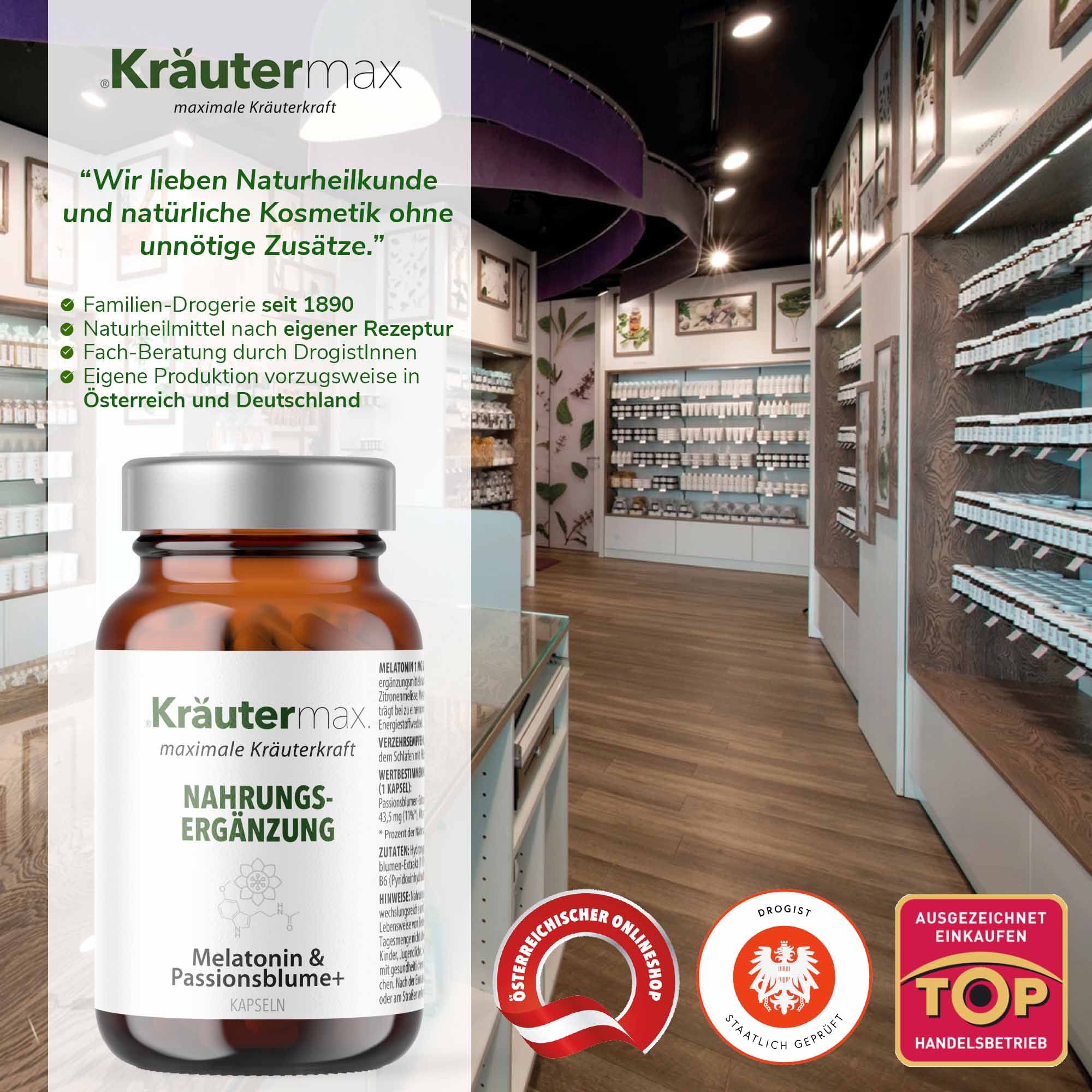 Kräutermax Melatonin und Passionsblume Kapseln