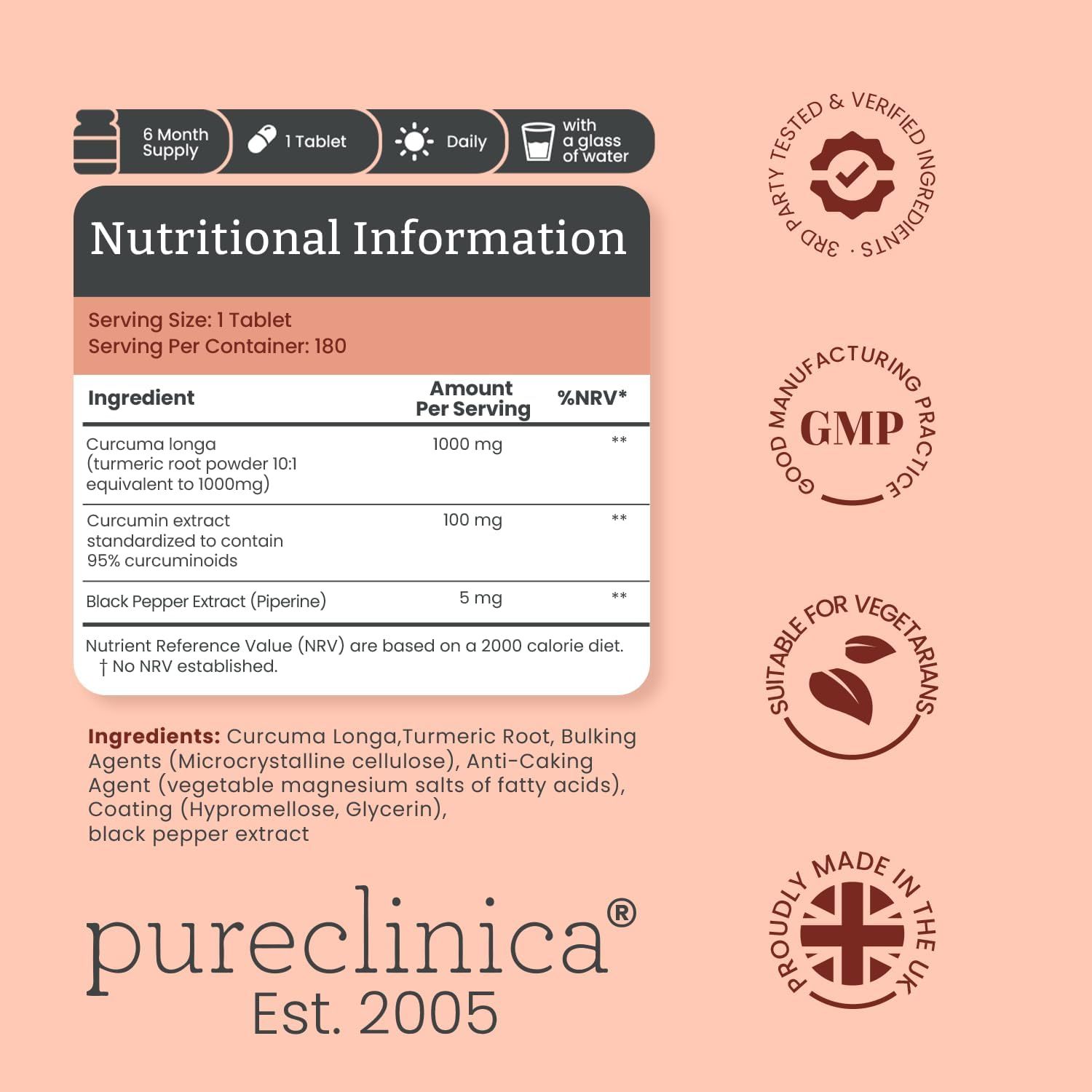 pureclinica Kurkuma Gelbwurz Tabletten