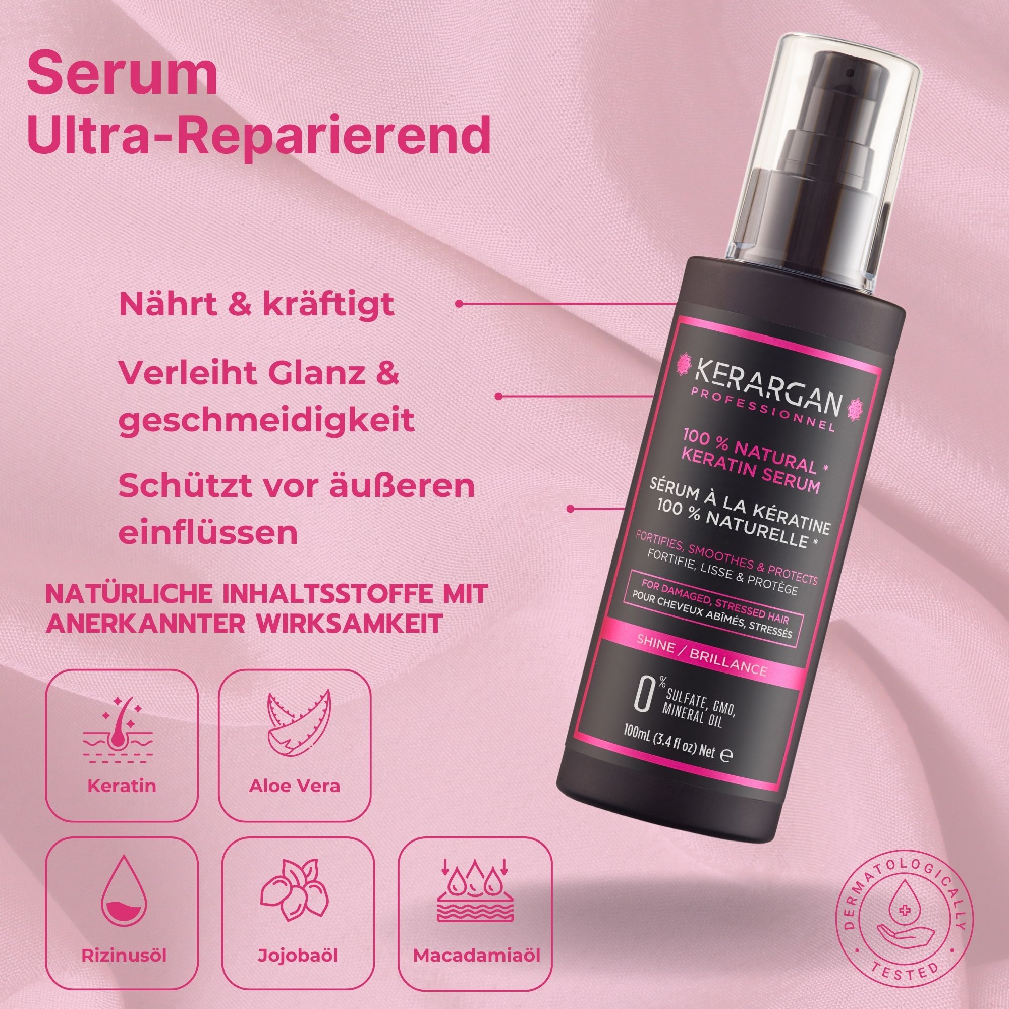 Kerargan - Ultra reparierendes Set Shampoo, Spülung, Maske, Serum & Leave-In mit Keratin
