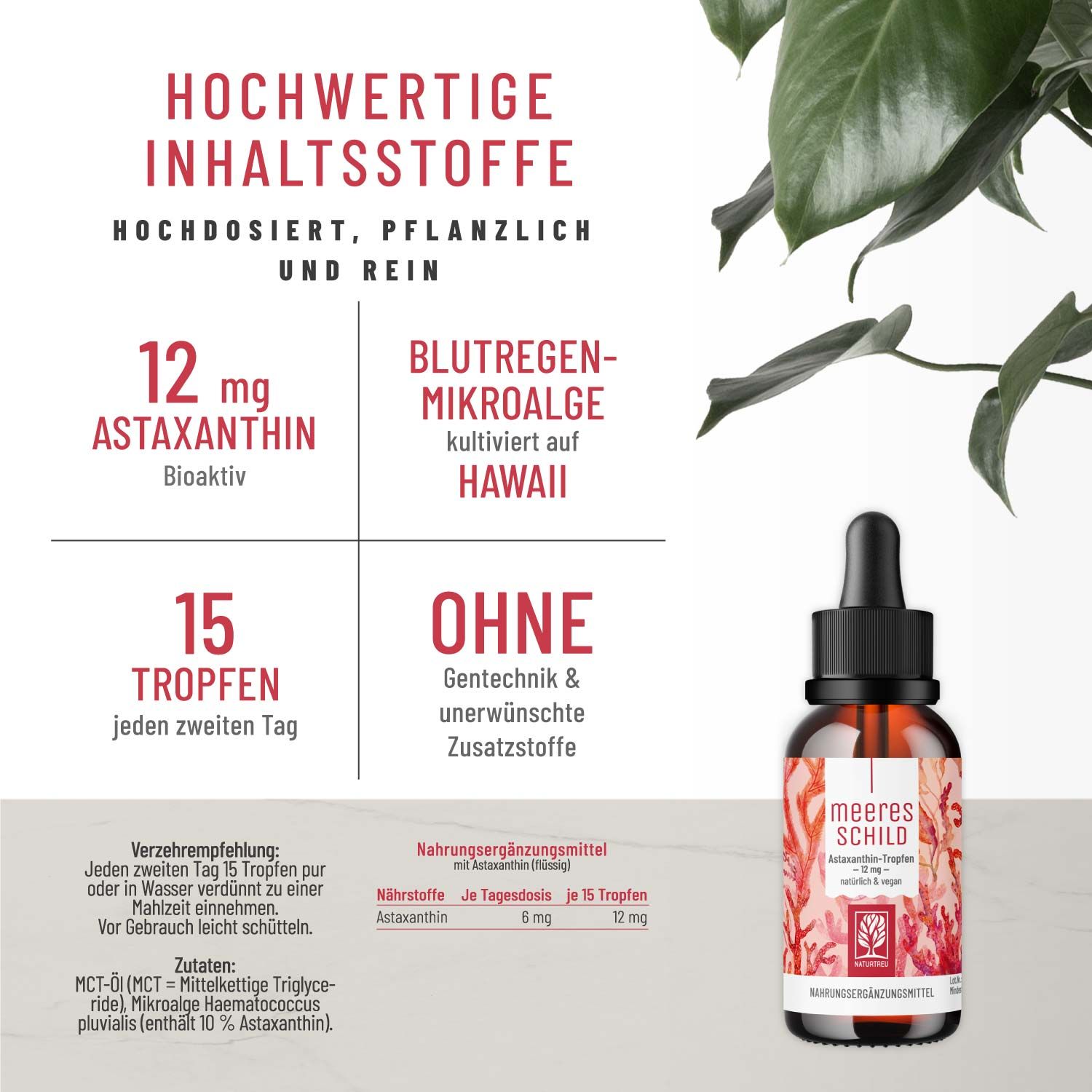 Astaxanthin Tropfen hochdosiert - Meeresschild - NATURTREU®