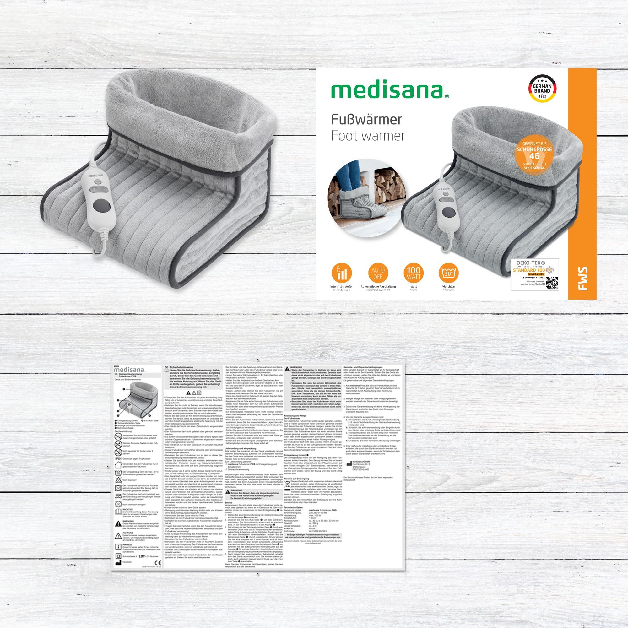 medisana FWS Fußwärmer | flauschig elektrische Fußheizung | 3 Temperaturstufen