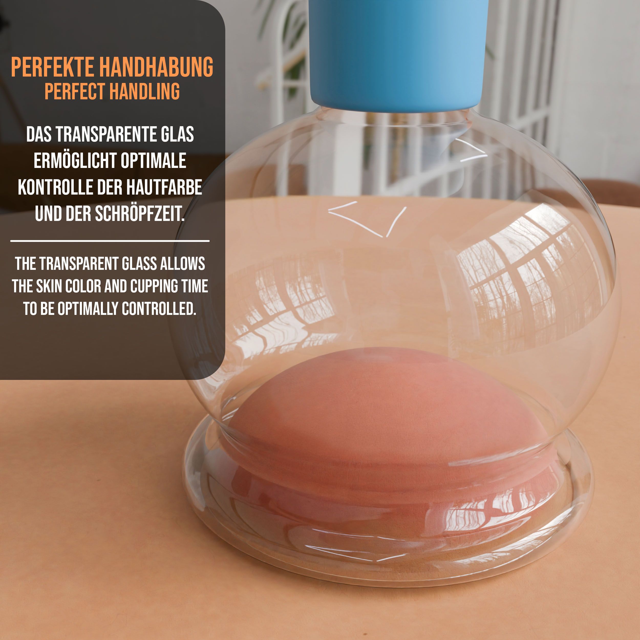 pulox Schröpfgläser Set aus Echtglas Blau