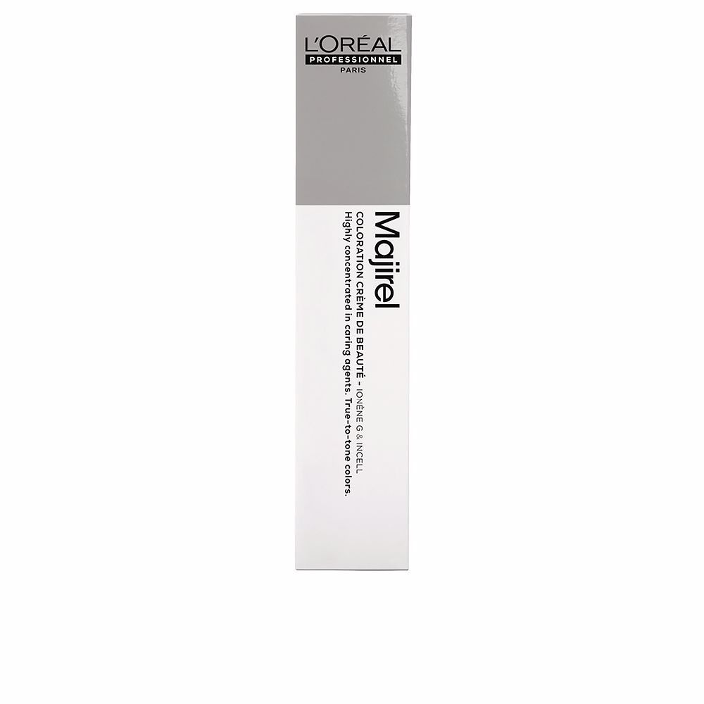 Eine L'Oréal-Haarfarben-Box. Aufschrift: Majirel, Coloration Crème de Beauté. Enthält Text.