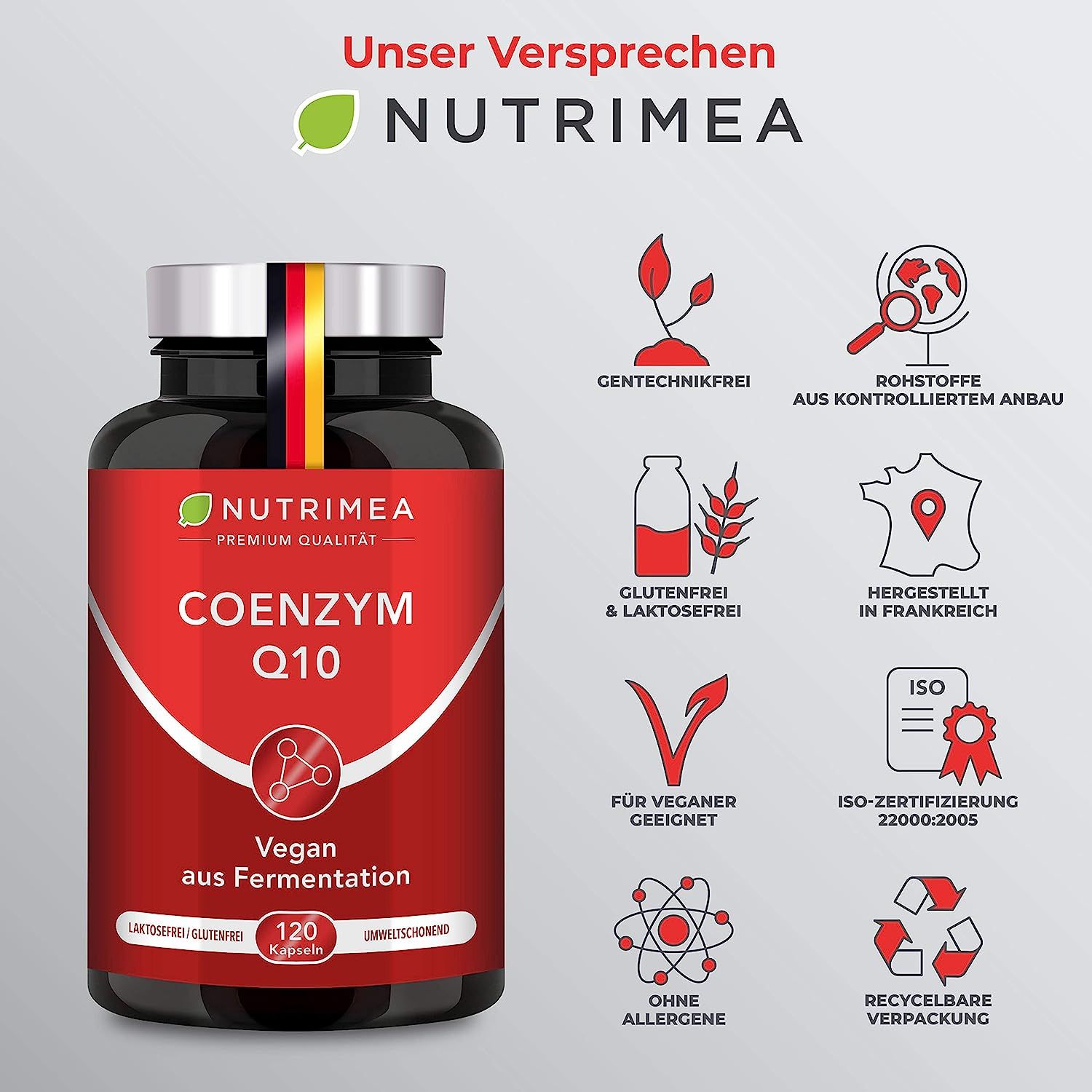 Nutrimea PREMIUM COENZYM Q10 Hochdosiert | Vegane