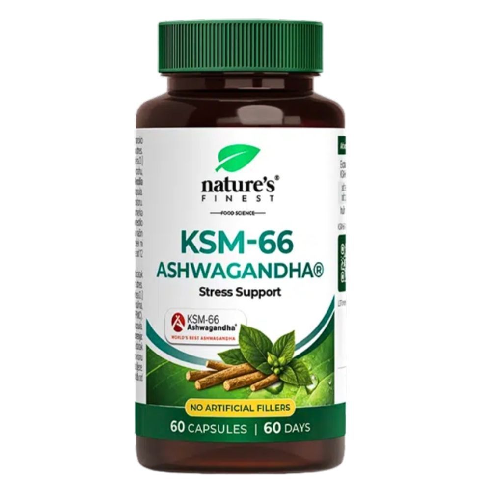 Nature's Finest KSM-66 Ashwagandha Kapseln für Stressabbau. 60 Kapseln.