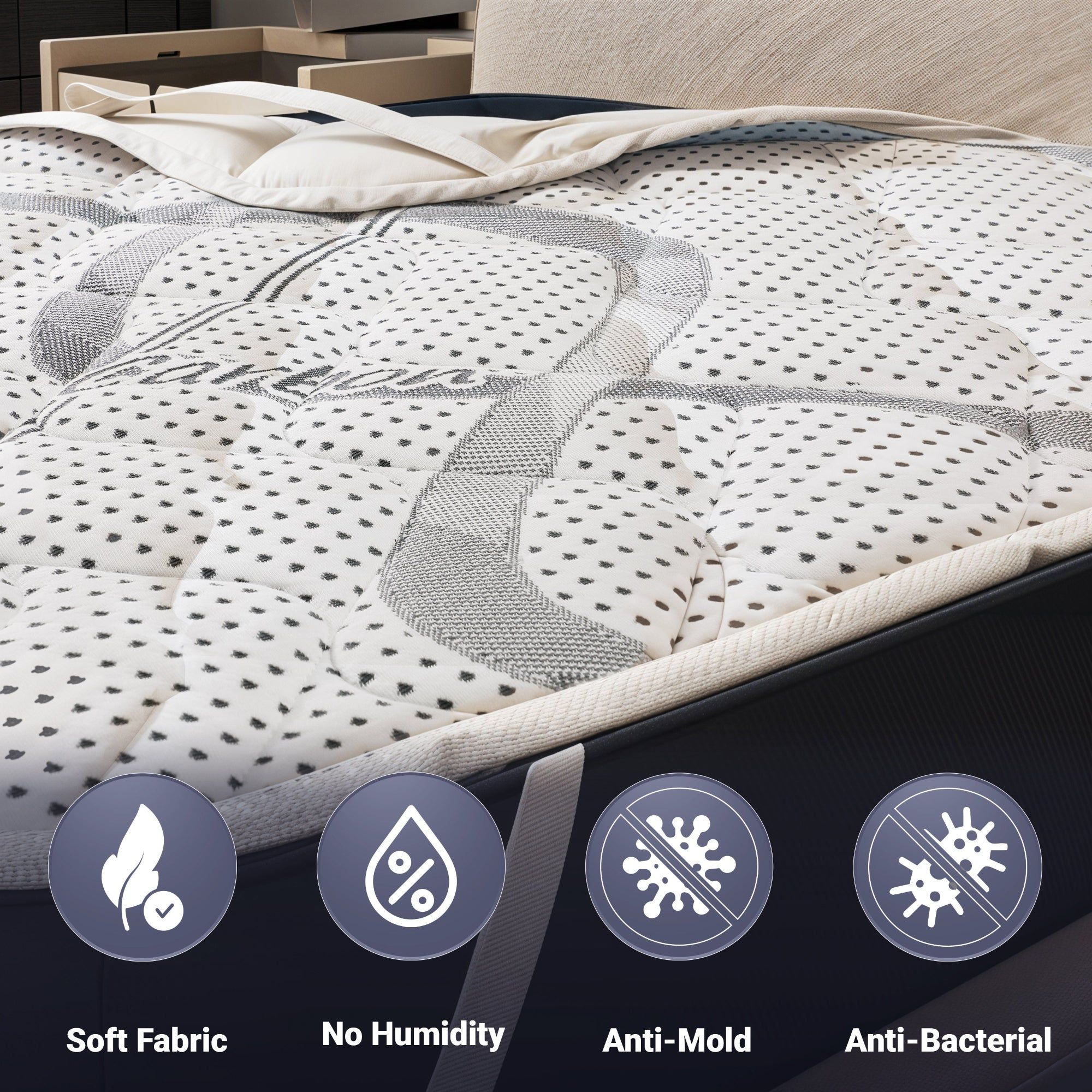 The White Stone Topper 130x190 cm Atmungsaktiv Höhe 5 cm | Ergonomischer Matratzen-Topper