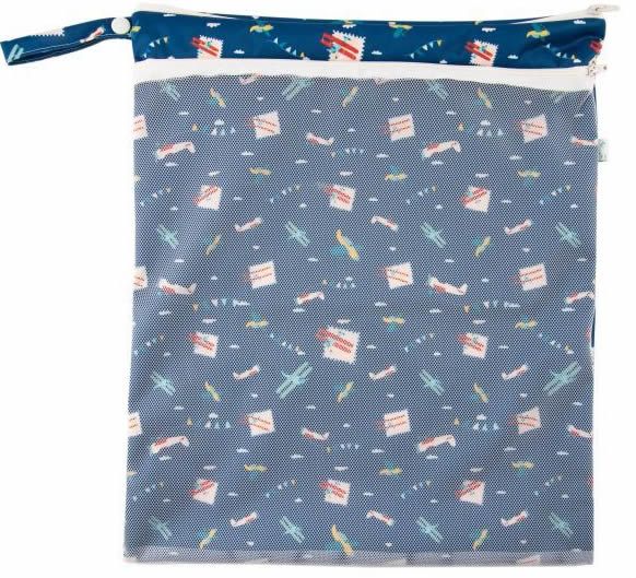 Popolini Windelsack mit Netztasche Dark Blue Planes