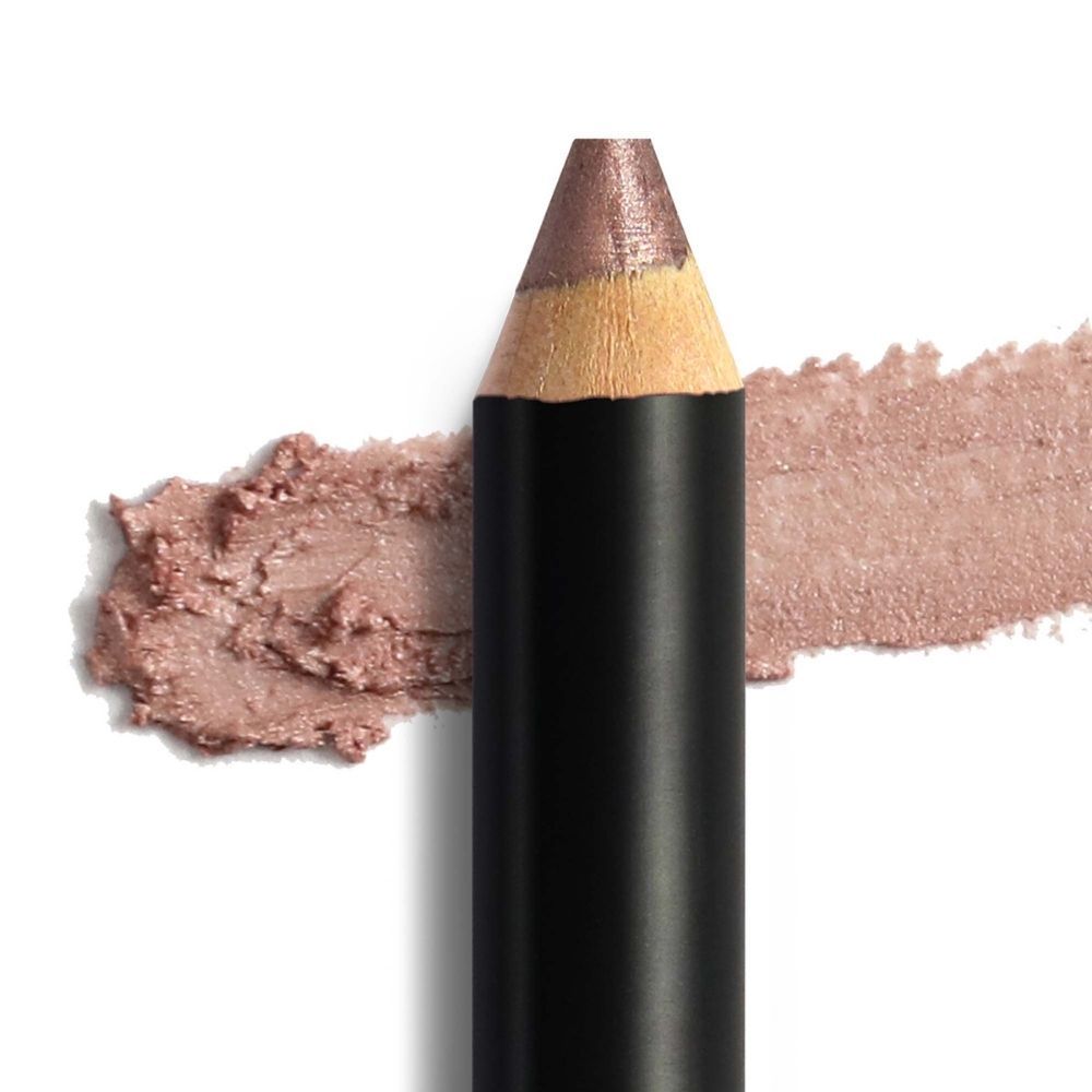 Schwarzer Stift mit goldfarbener Spitze und Lidschatten-Abstrich.