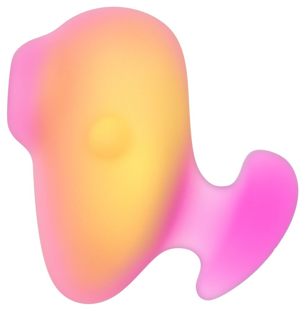 ROMP Kiss Pink Lemonade, rosa-gelb. Form mit abgerundeten Enden und einer herzförmigen Basis.