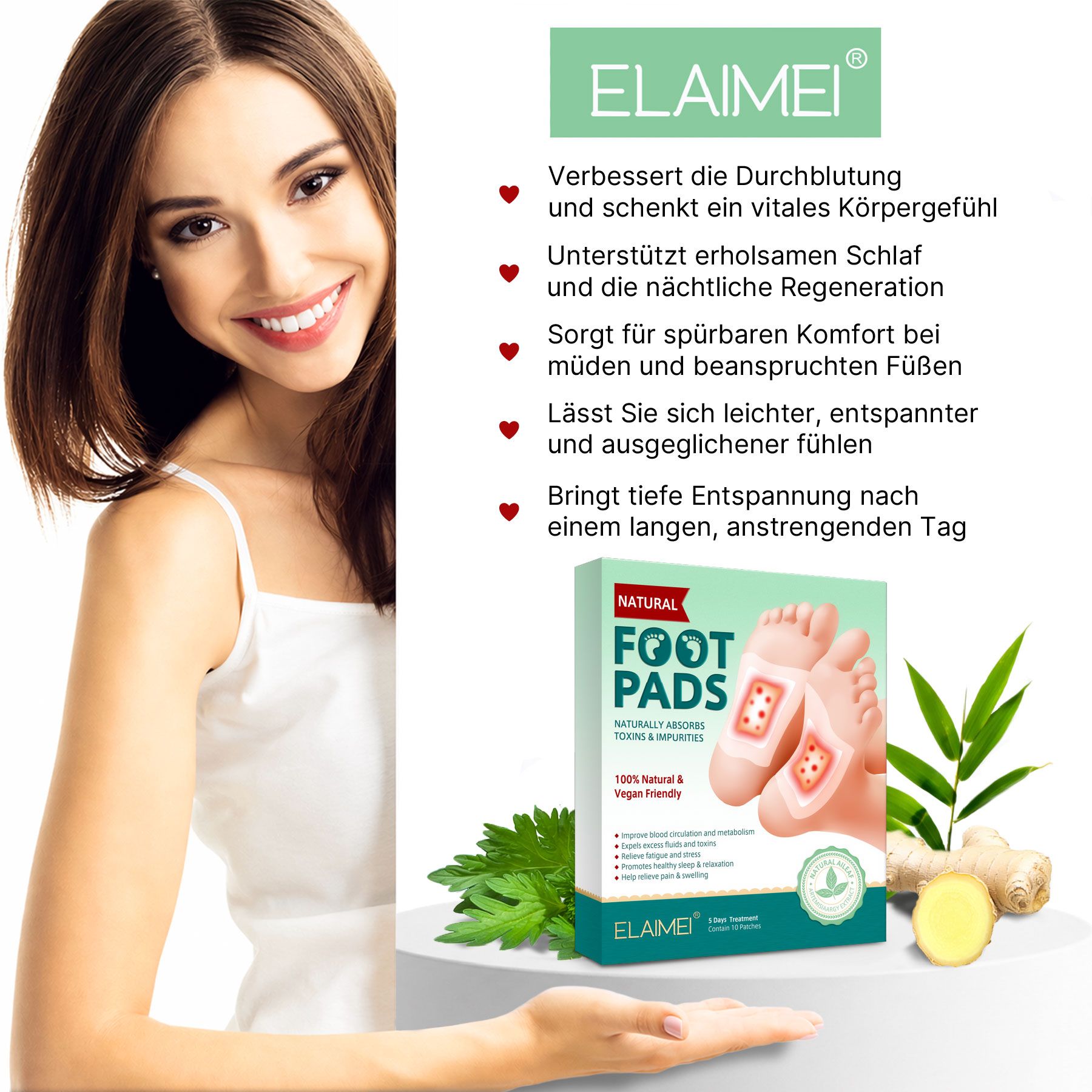 ALIVER Fußmaske Detox Pflaster mit Bambusessig für Fußpflege