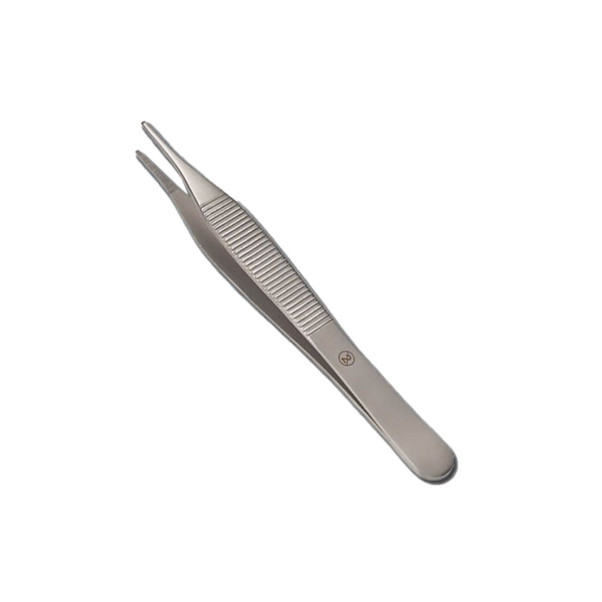 Adson Pinzette, anatomisch gerade. Metall, geriffelt. Spitze mit feiner Zahnung.
