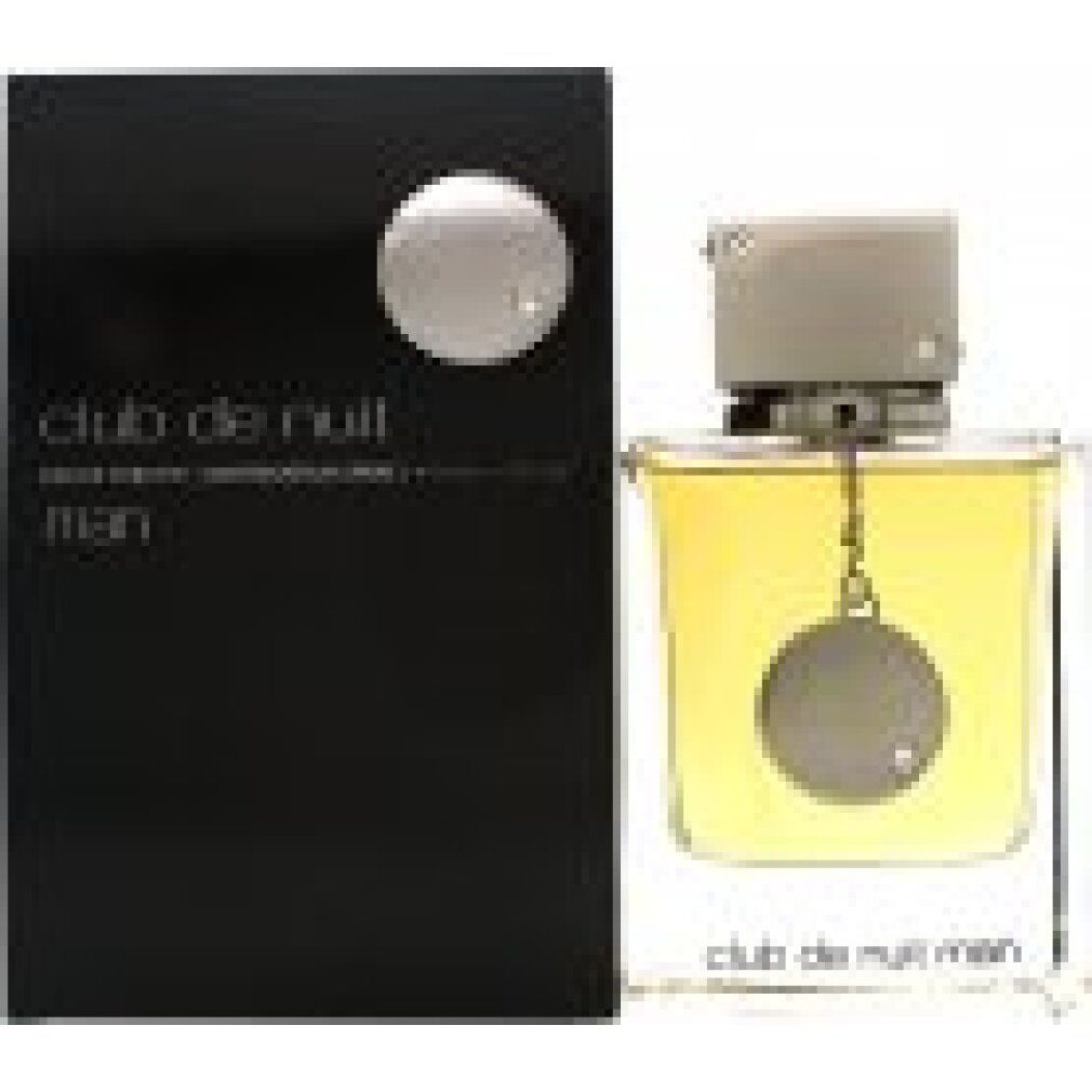 Eau de Toilette Spray mit schwarzer Verpackung. Aufschrift: Club de Nuit Man. Flakon mit silbernem Verschluss.