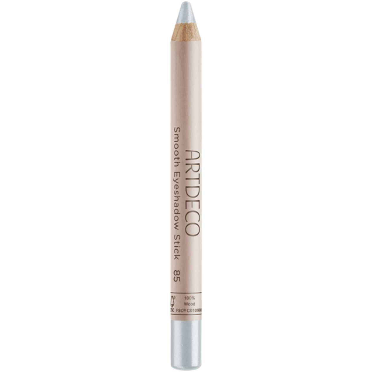 Artdeco Green Couture Smooth Eyeshadow Stick. Beige Stift mit silberner Spitze. Produktname und Marke aufgedruckt.