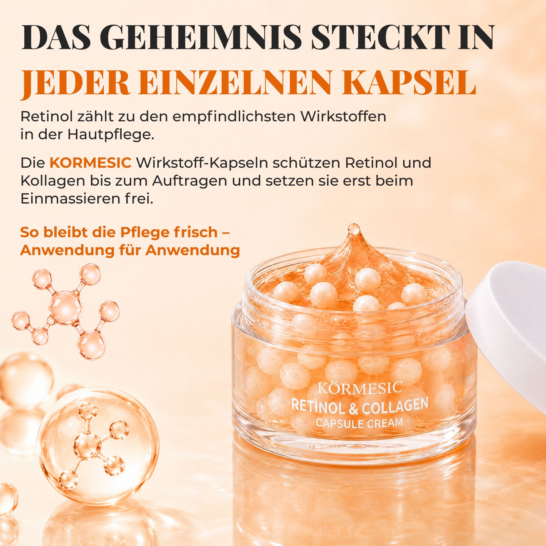 KORMESIC Gesichtscreme Retinol Kollagen Kapselcreme Anti-Aging Nachtpflege