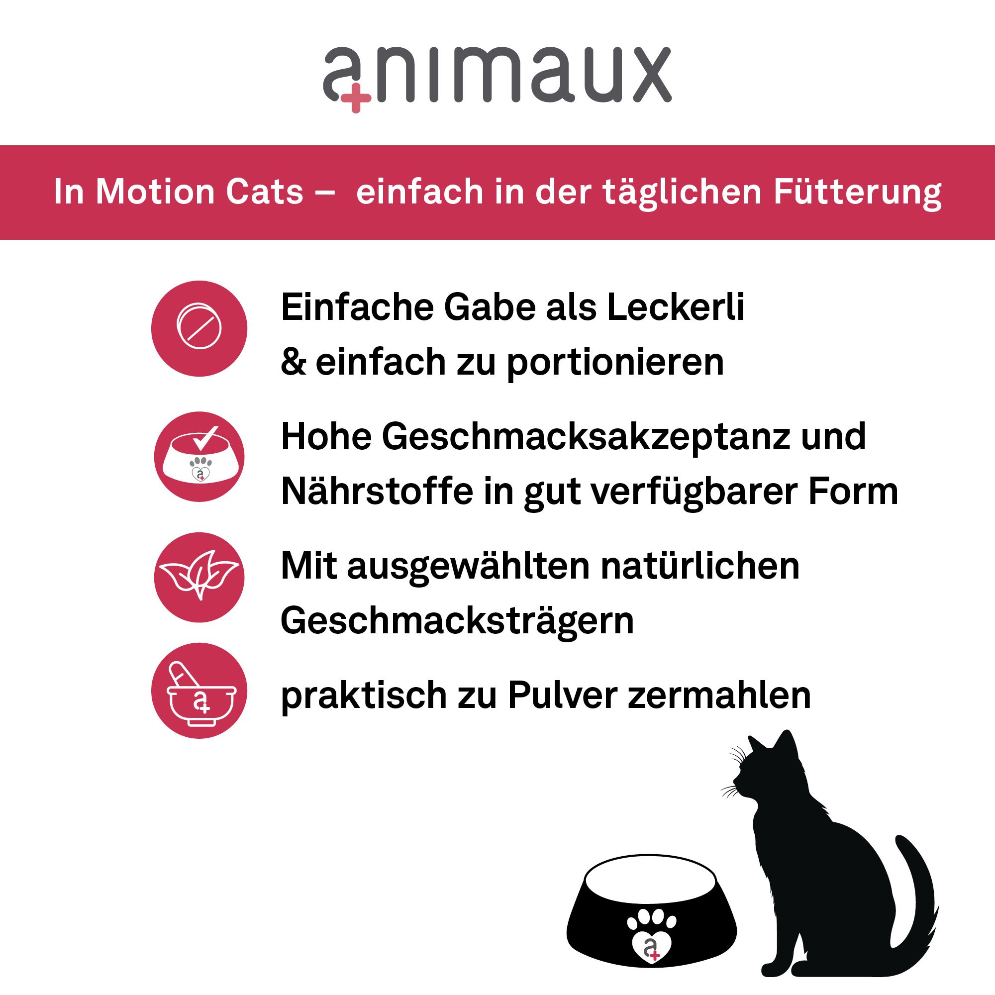 Animaux In Motion Cats: Übersicht über einfache Fütterung, Geschmack, natürliche Inhaltsstoffe und praktische Anwendung.