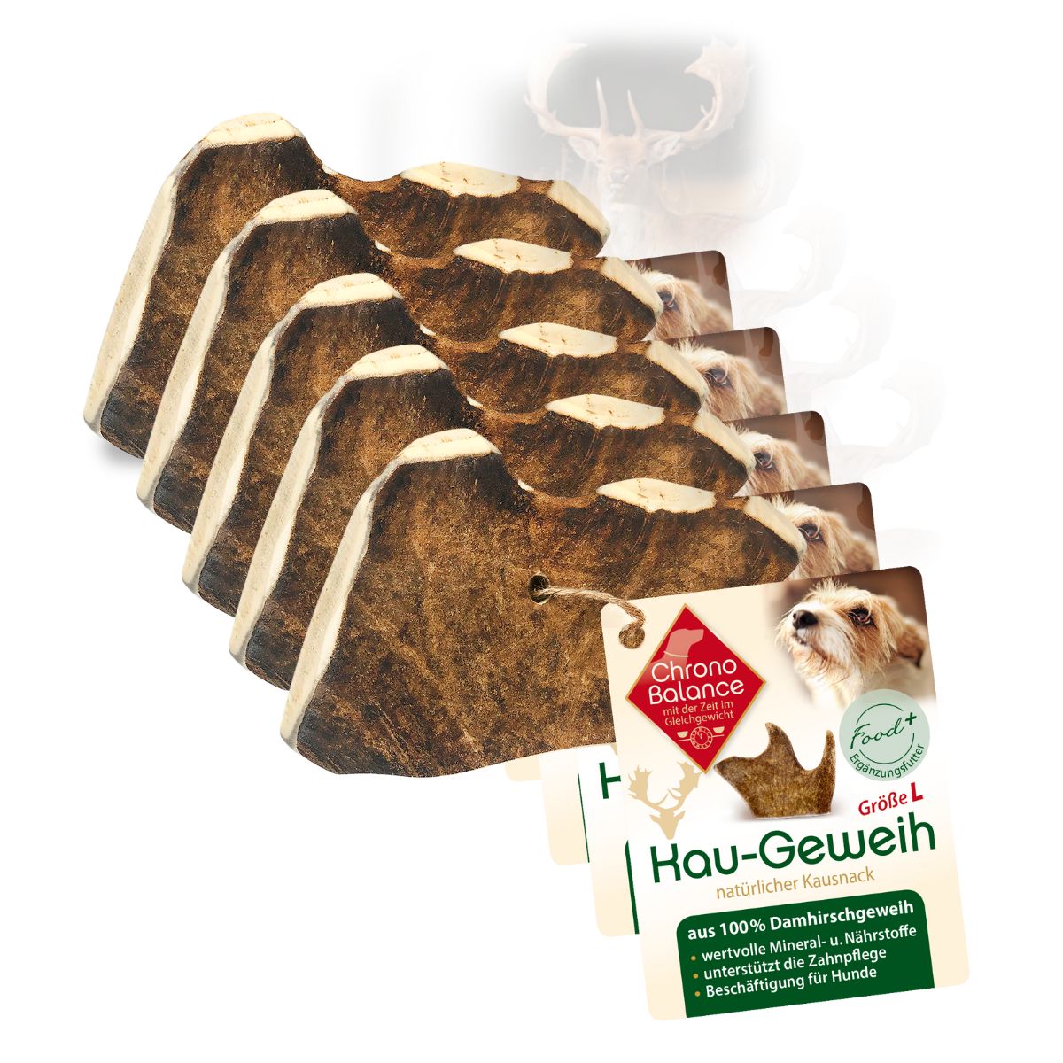 ChronoBalance natürliches Damhirsch Kaugeweih für Hunde 5xL