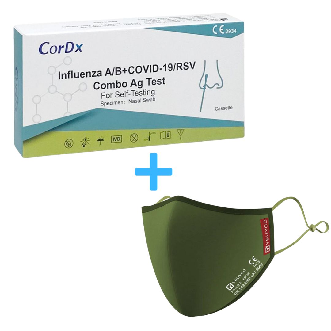 4in1 Antigentest für Influenza A/B + COVID-19 + RSV + GRATIS NANO FFP2