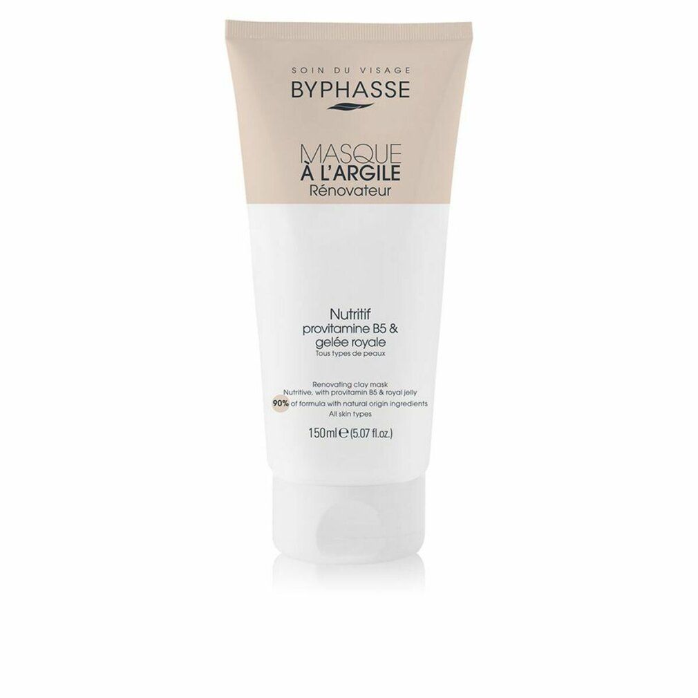 Creme-Tube mit Produktnamen und Inhaltsangaben. Beige und weiße Farbgebung. Text in Französisch.